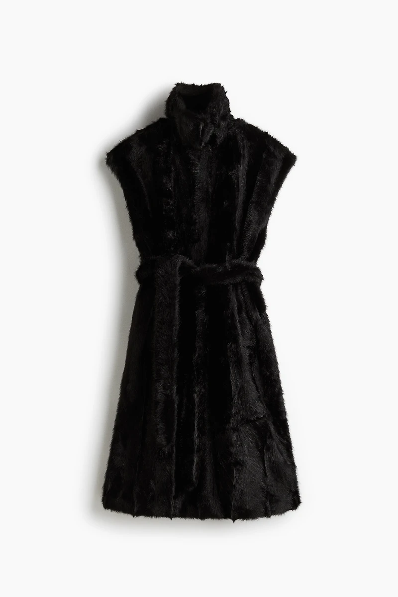 Long Vest with Tie Belt