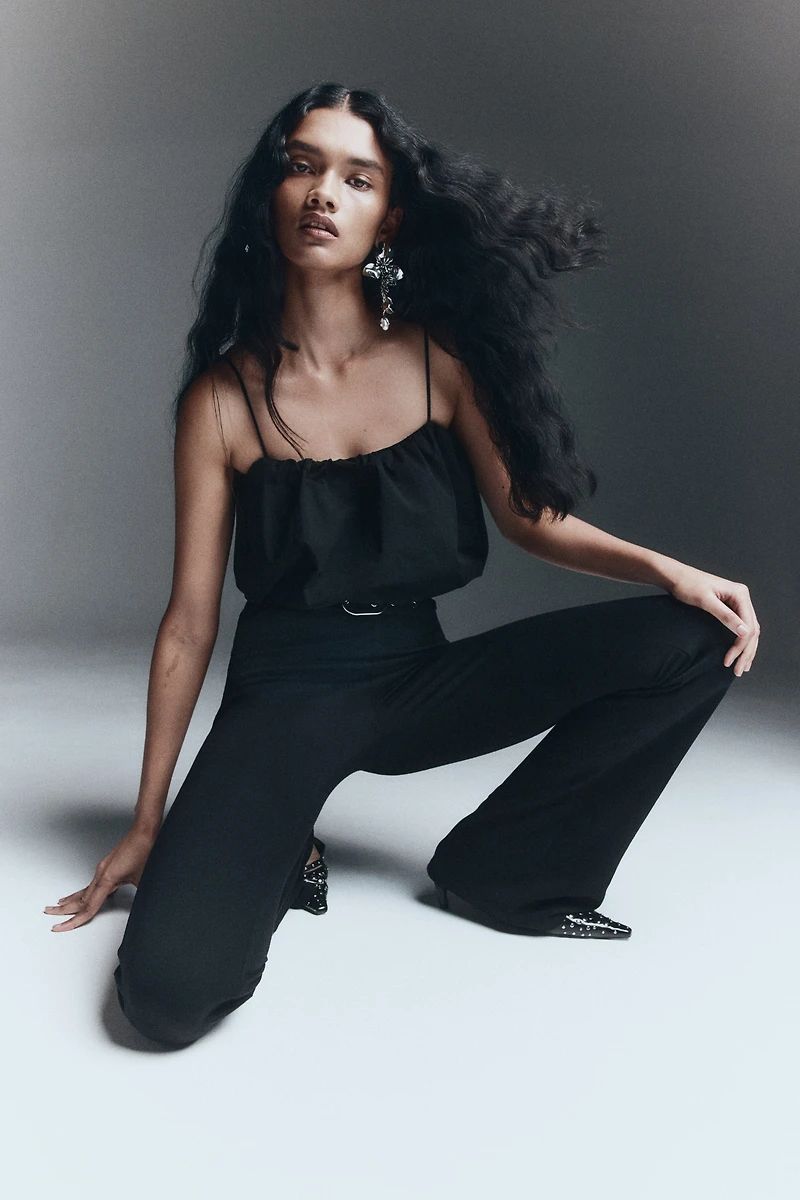 Flared Belt-Detail Pants