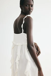 Flounced Lace-Trimmed Dress
