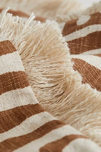 Linen-Blend Cushion Cover with Fringe