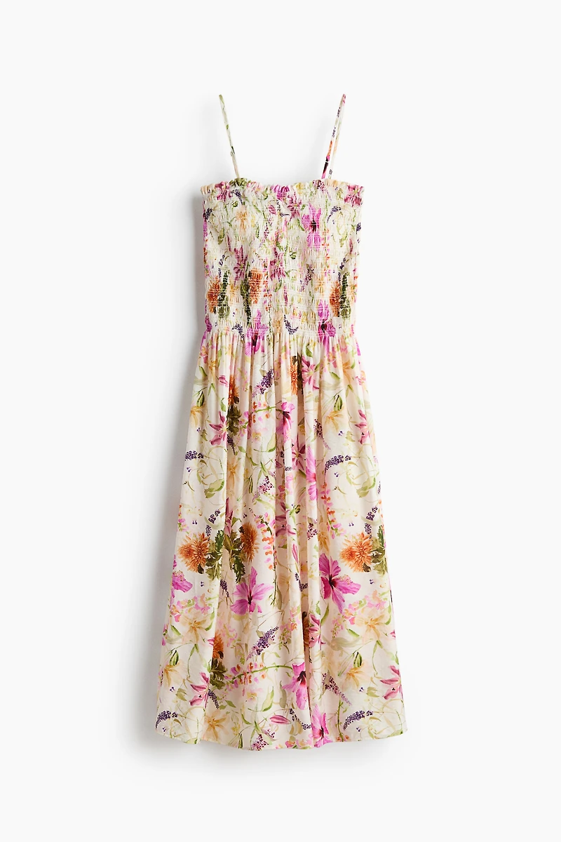 Smocked-Bodice Strappy Dress