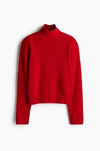 Shoulder-Pad Mock Turtleneck Sweater