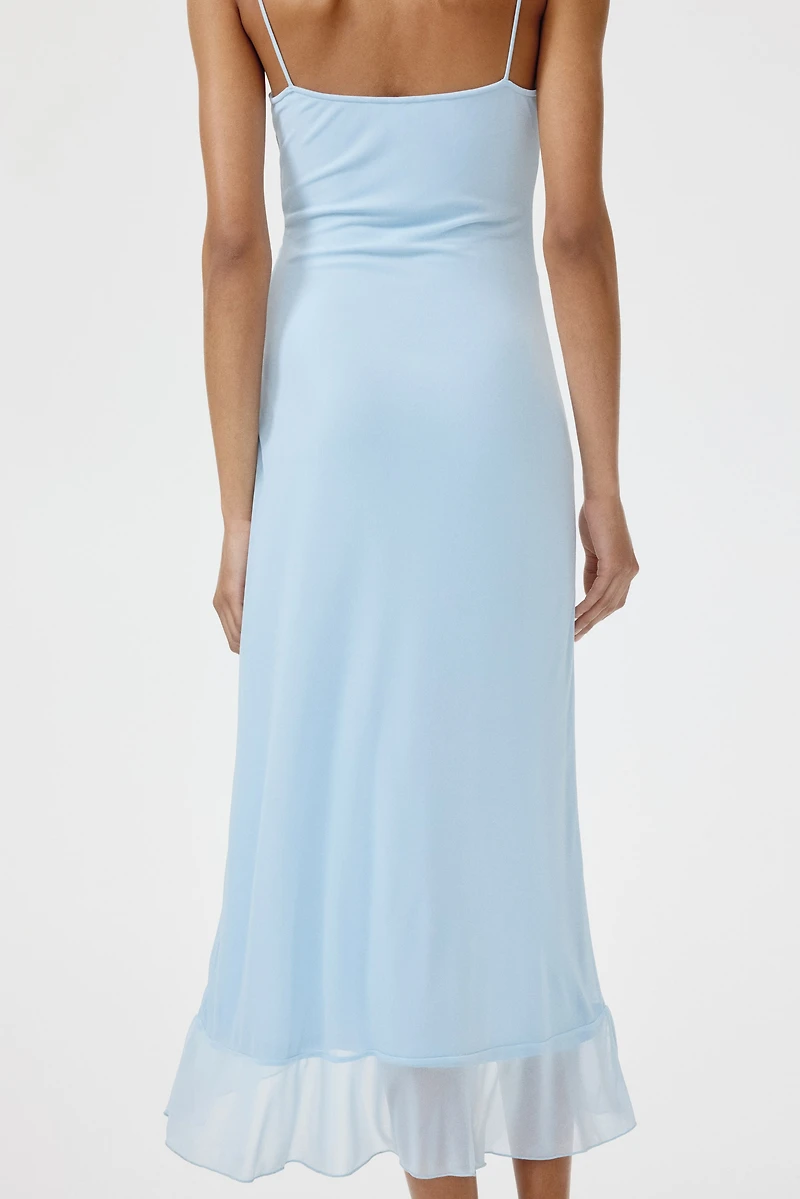 Lace-Trimmed Flounced Dress