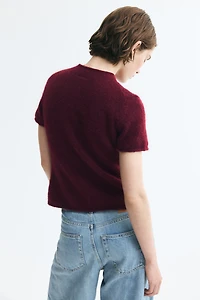 Short-Sleeved Fine-Knit Cardigan