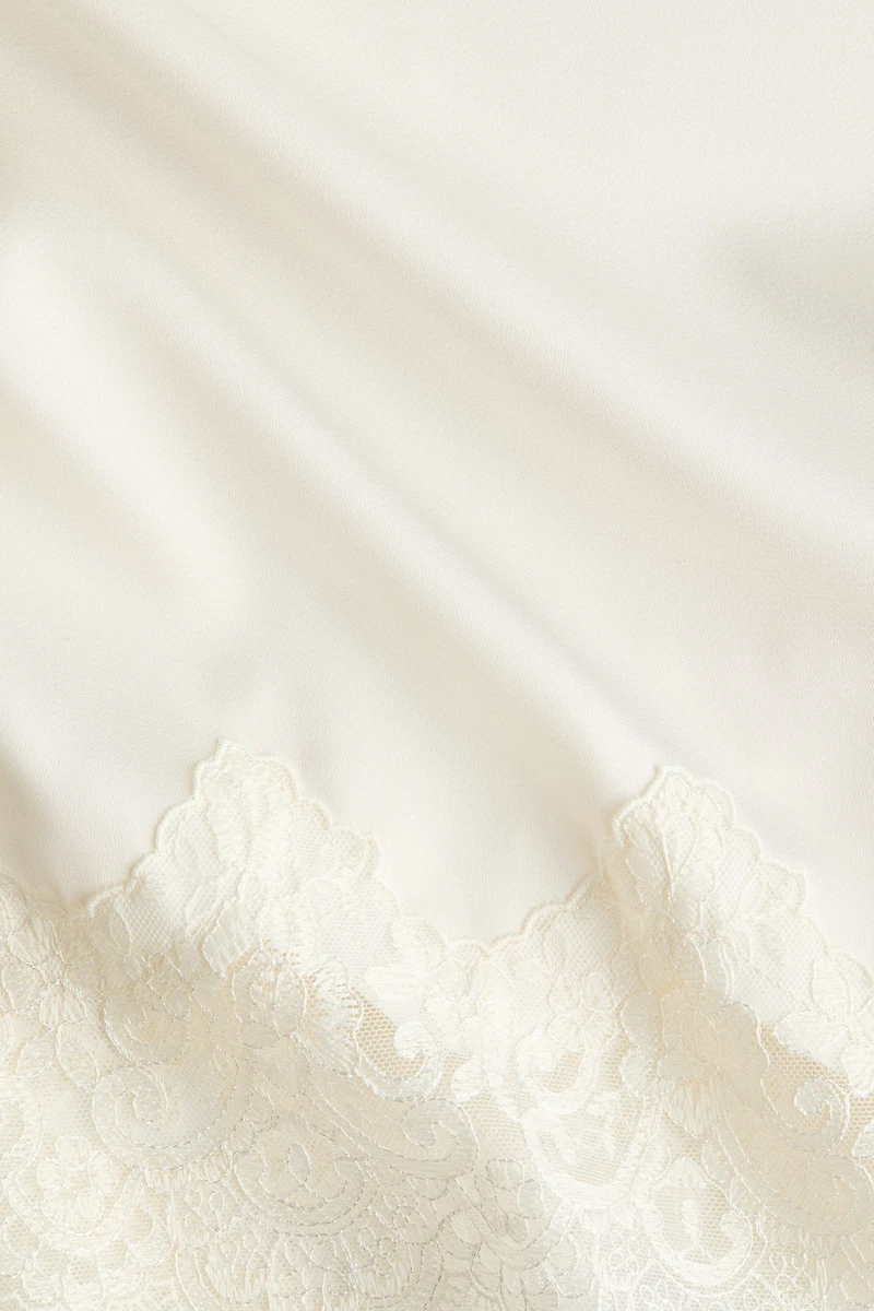 Lace-Trimmed Satin Nightgown