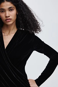 Draped Velour Mini Dress