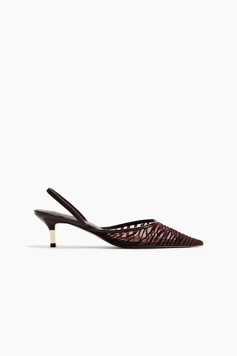 Escarpins en filet avec talon bobine
