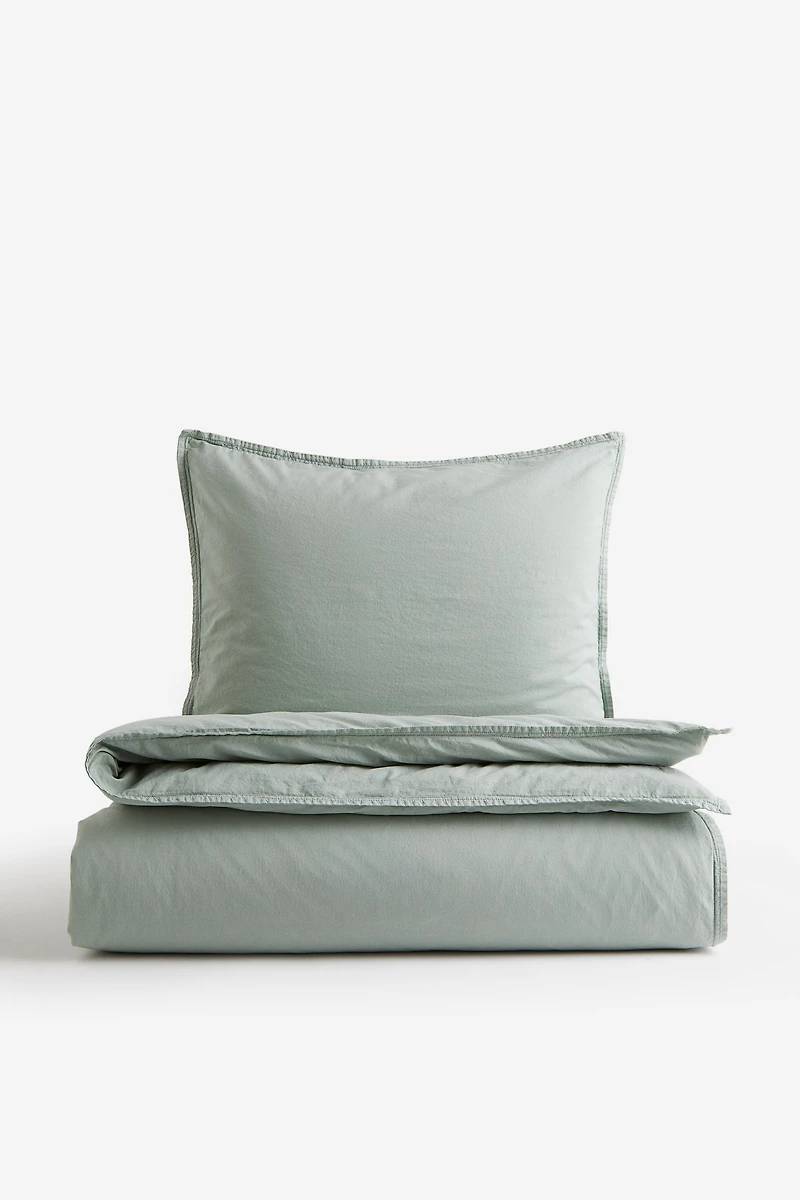 Washed Cotton Twin Duvet Cover Set