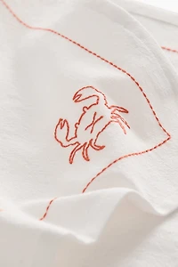Embroidered-Motif Tea Towel