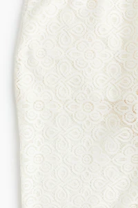Fringe-trimmed Flared Lace Pants