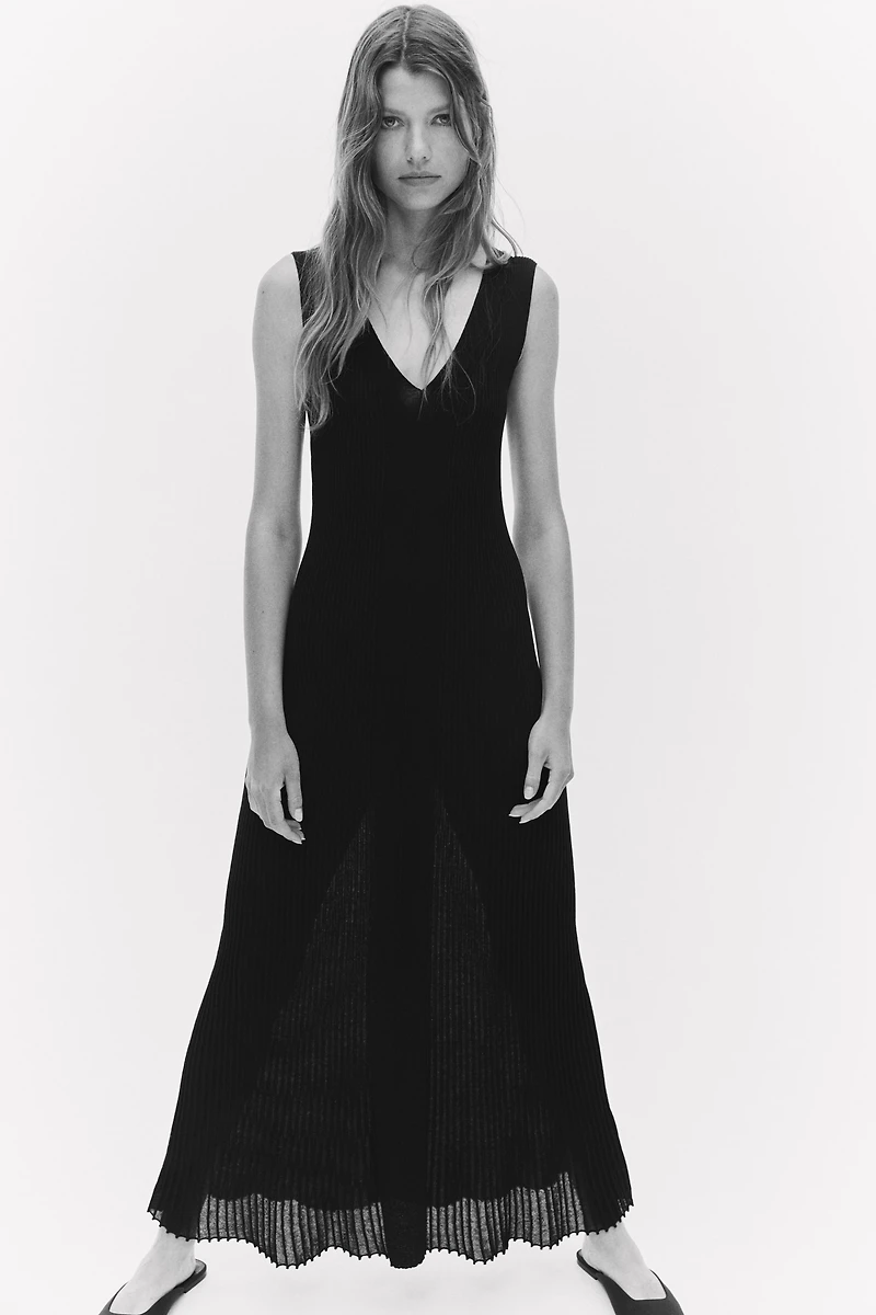 Flared Rib-Knit Dress