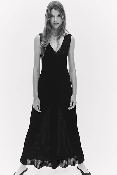 Flared Rib-Knit Dress