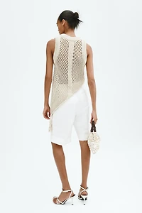 Crochet-Look Tassel-Detail Top