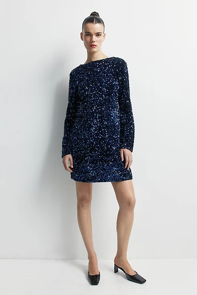 MAMA Sequined Dress with Low-Cut Back