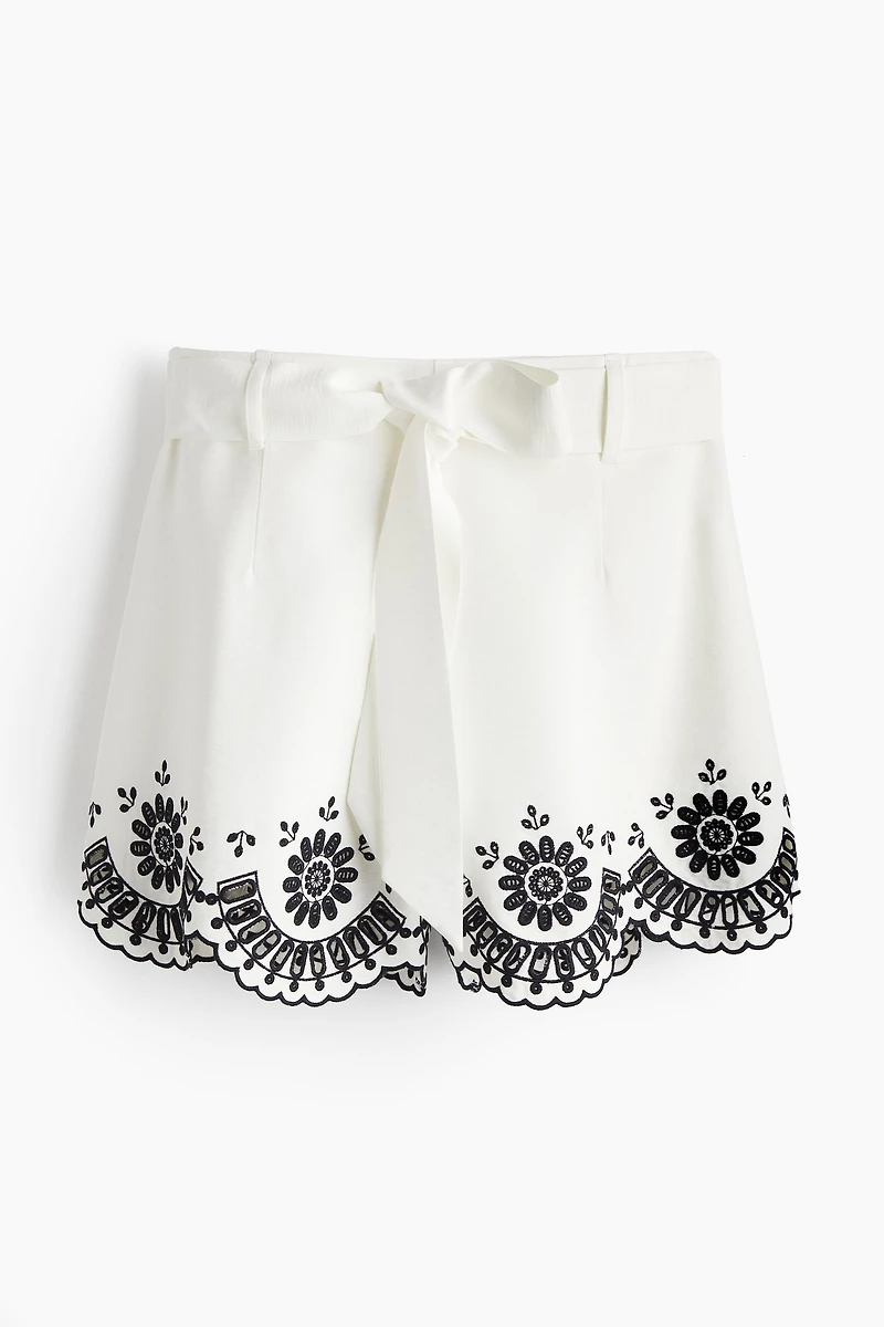 Embroidered Twill Shorts