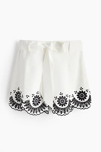 Embroidered Twill Shorts