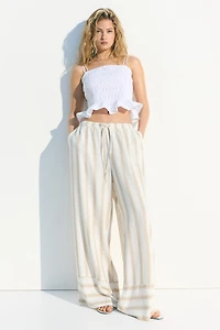 Linen-Blend Drawstring Pants