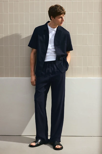 Relaxed Fit Linen-Blend Pants