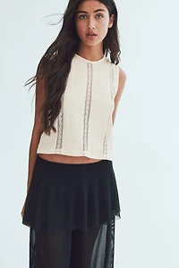 Blouse froissée avec dentelle