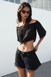 Crinkled Off-the-Shoulder Top