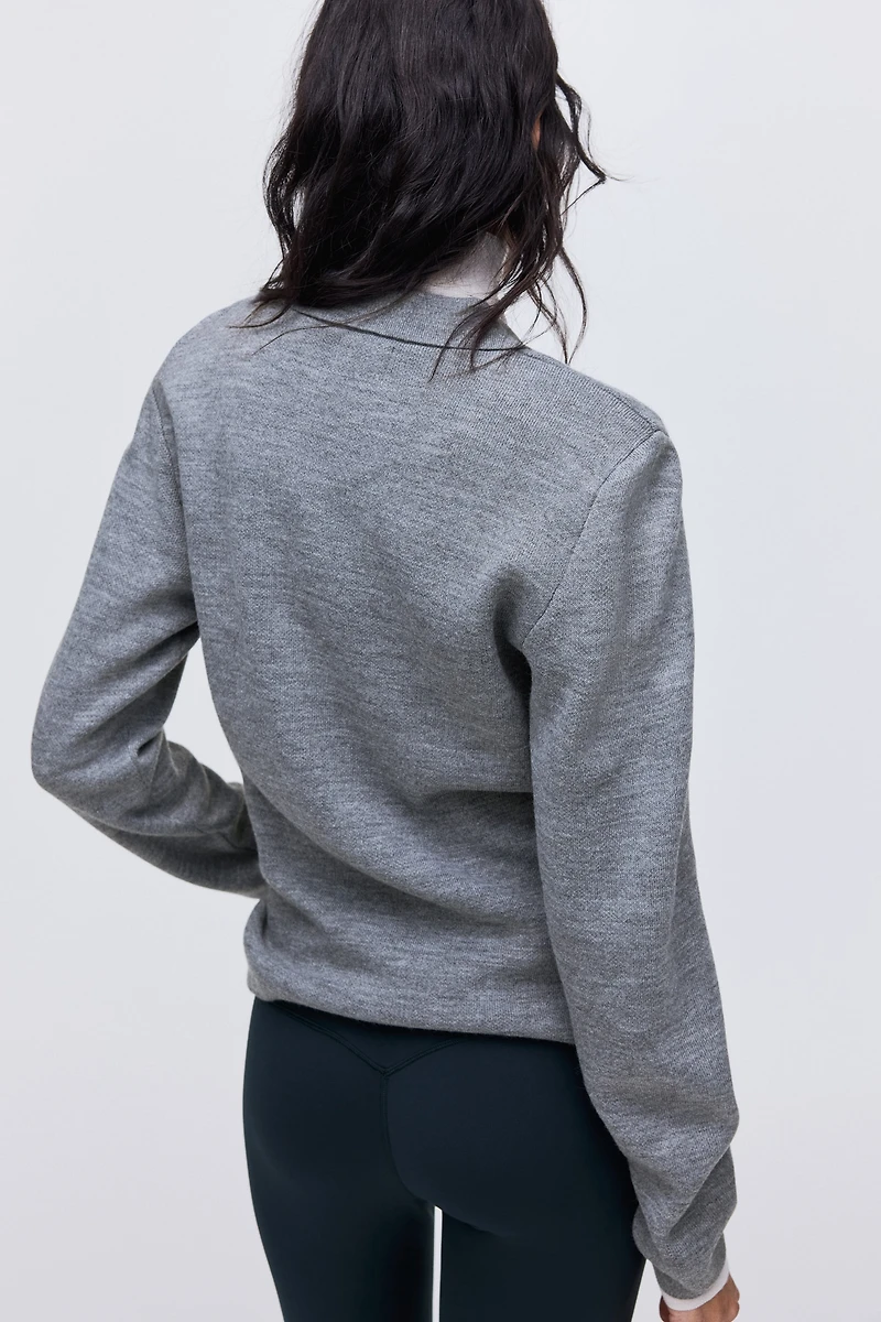 Shoulder-Pad Polo Sweater