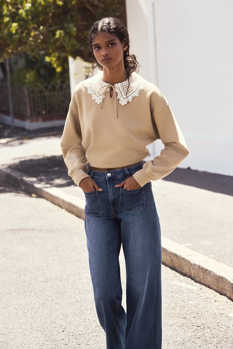 Jean large taille haute