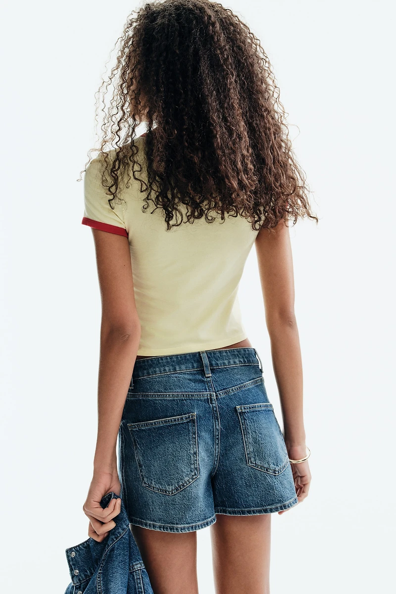 High-Waist Denim Skort