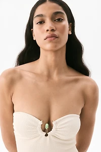 Padded-Cup Bandeau Swimsuit