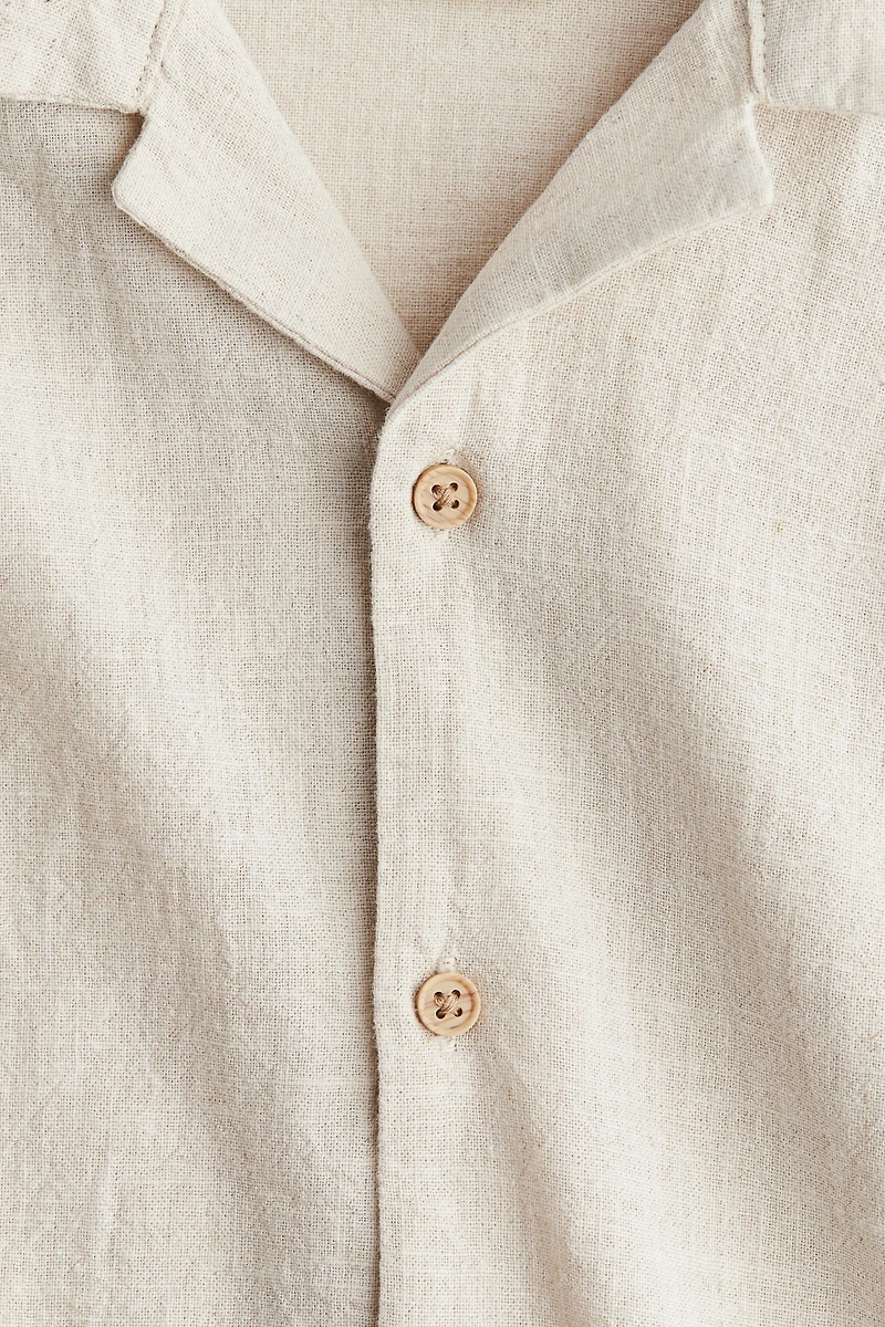 Chemise en lin mélangé avec col cubain