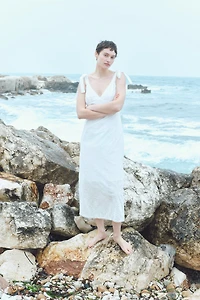 Eyelet-Embroidered Dress with Tie Shoulder Straps