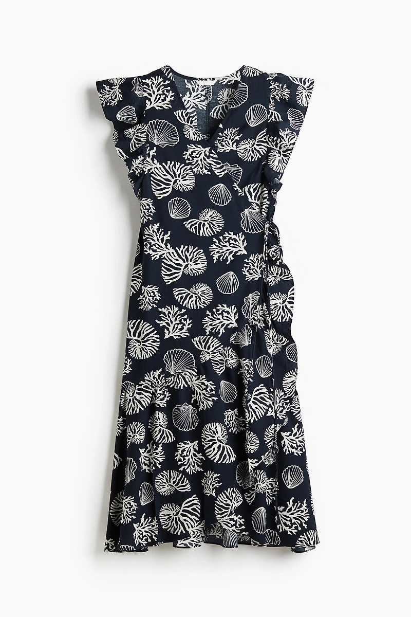 Patterned Wrap-Front Dress