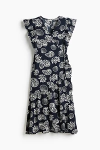 Patterned Wrap-Front Dress