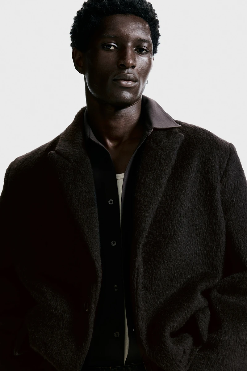 Manteau à fermeture droite en laine mélangée