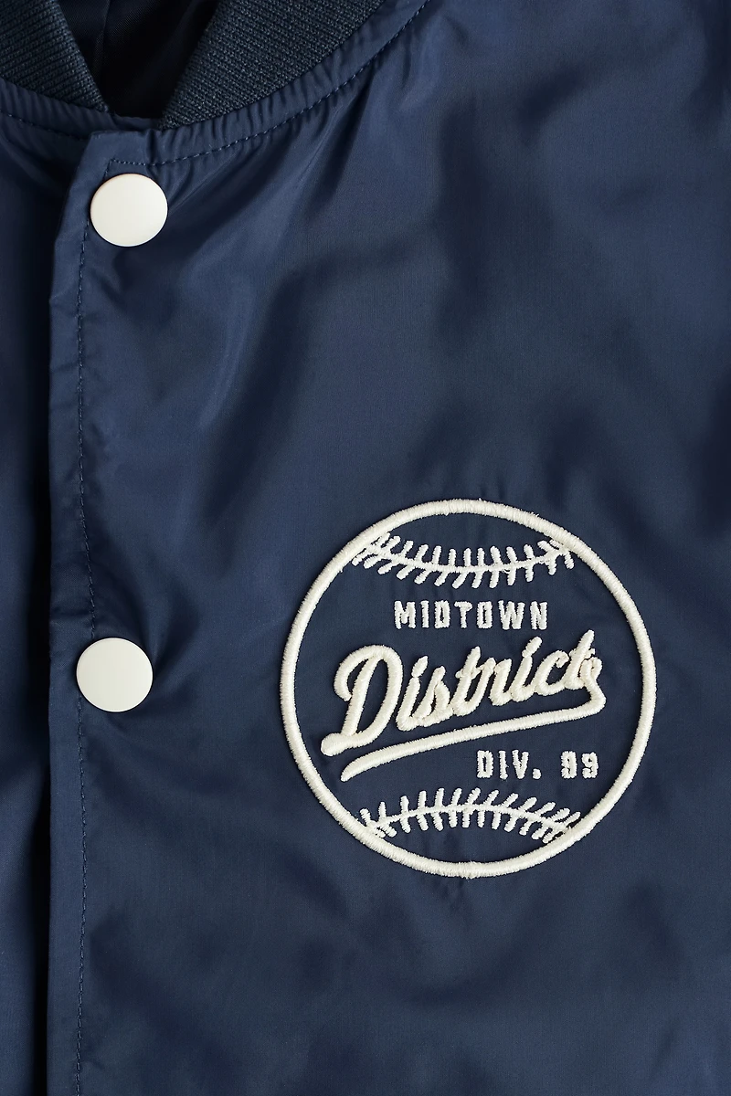 Motif-Detail Baseball Jacket