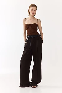 Ruched Mesh Top