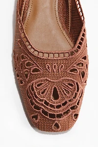 Eyelet-Embroidered Slingbacks