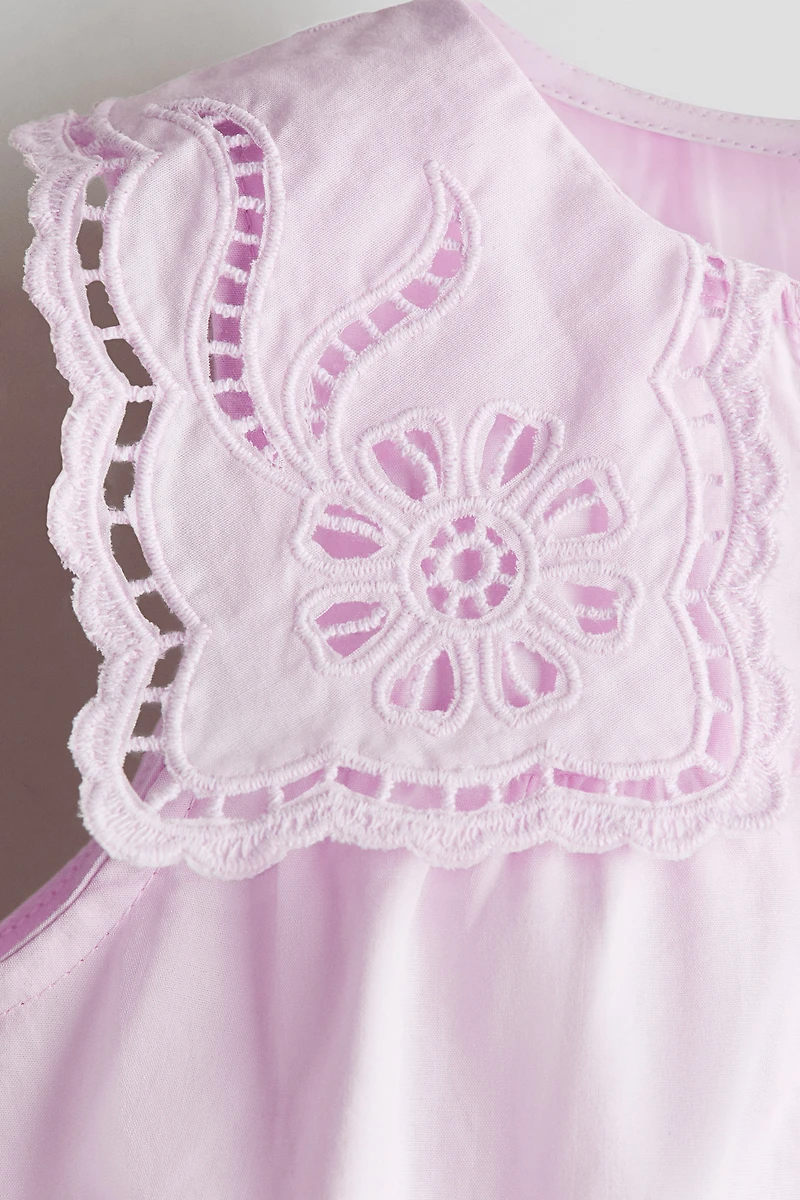 Cotton Romper Suit with Sailor Collar