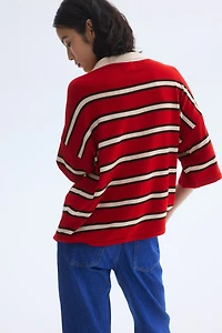 Oversized Fine-Knit Polo Shirt