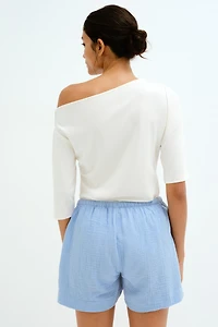 Short MAMA en mousseline avec cordon de serrage