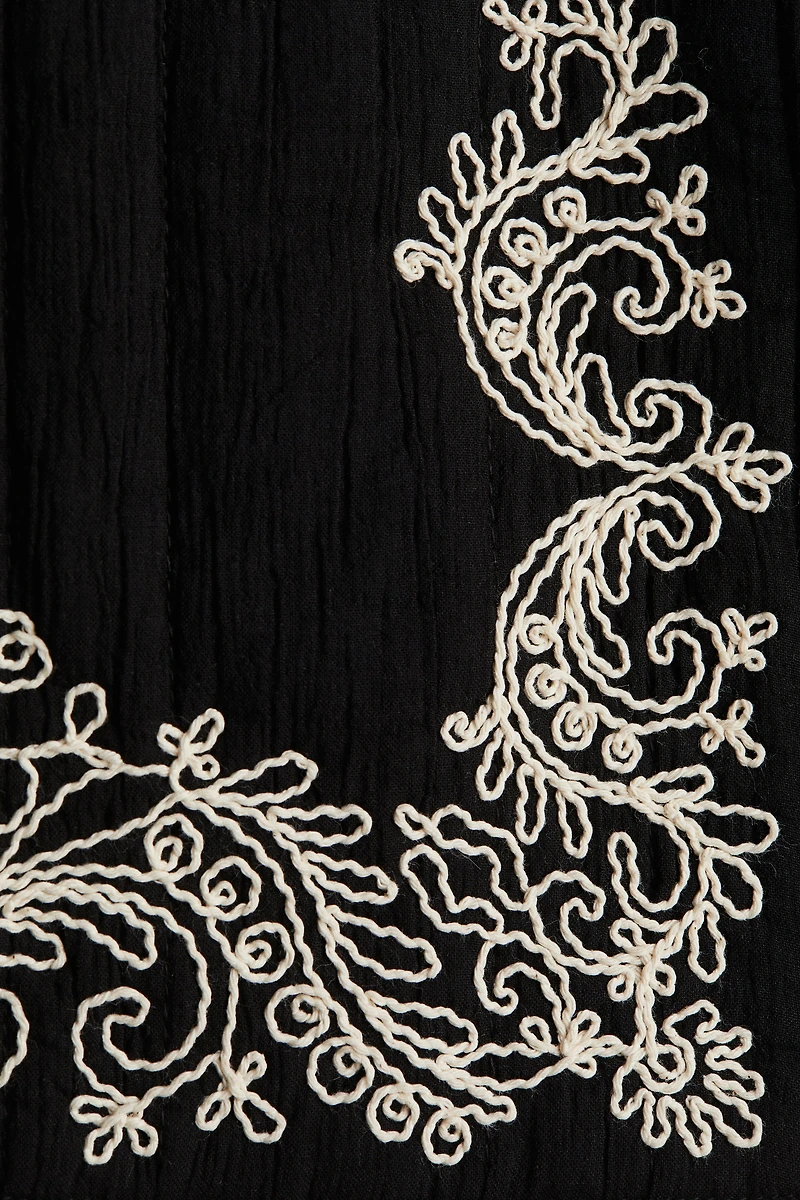 Tie-Front Embroidered Jacket