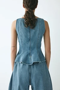 Denim Peplum Top