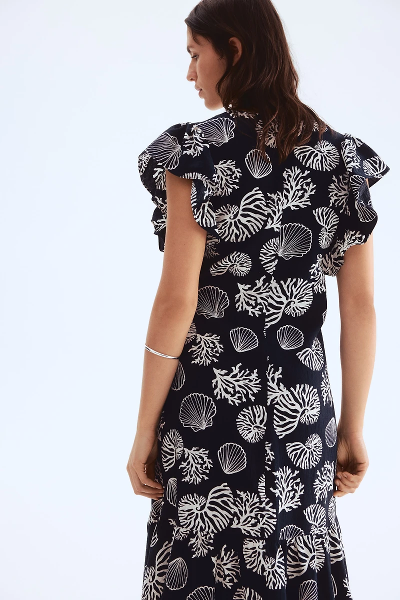 Patterned Wrap-Front Dress
