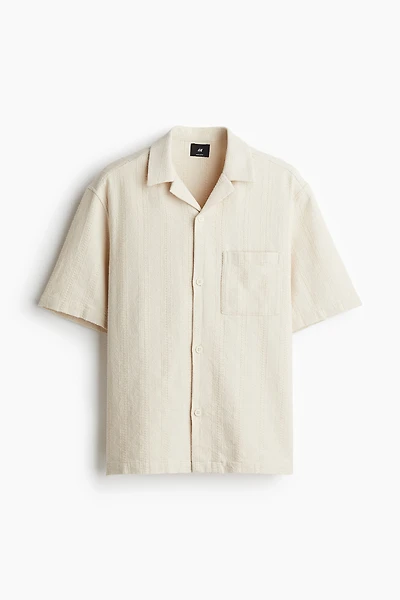 Chemise texturée classique avec col cubain