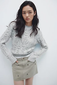 Pointelle-Knit Sweater
