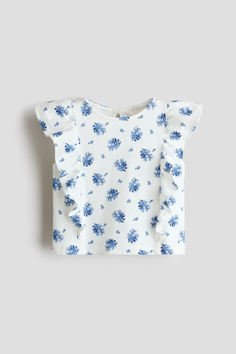 Flounce-Trimmed Cotton Top