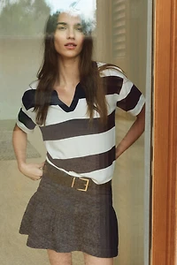 Denim Skirt with Peplum