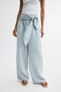 Wide-Leg Tie-Detail Pants