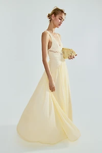 Lace-Inset Chiffon Dress