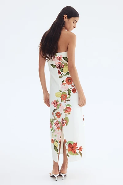Printed Linen-blend Dress