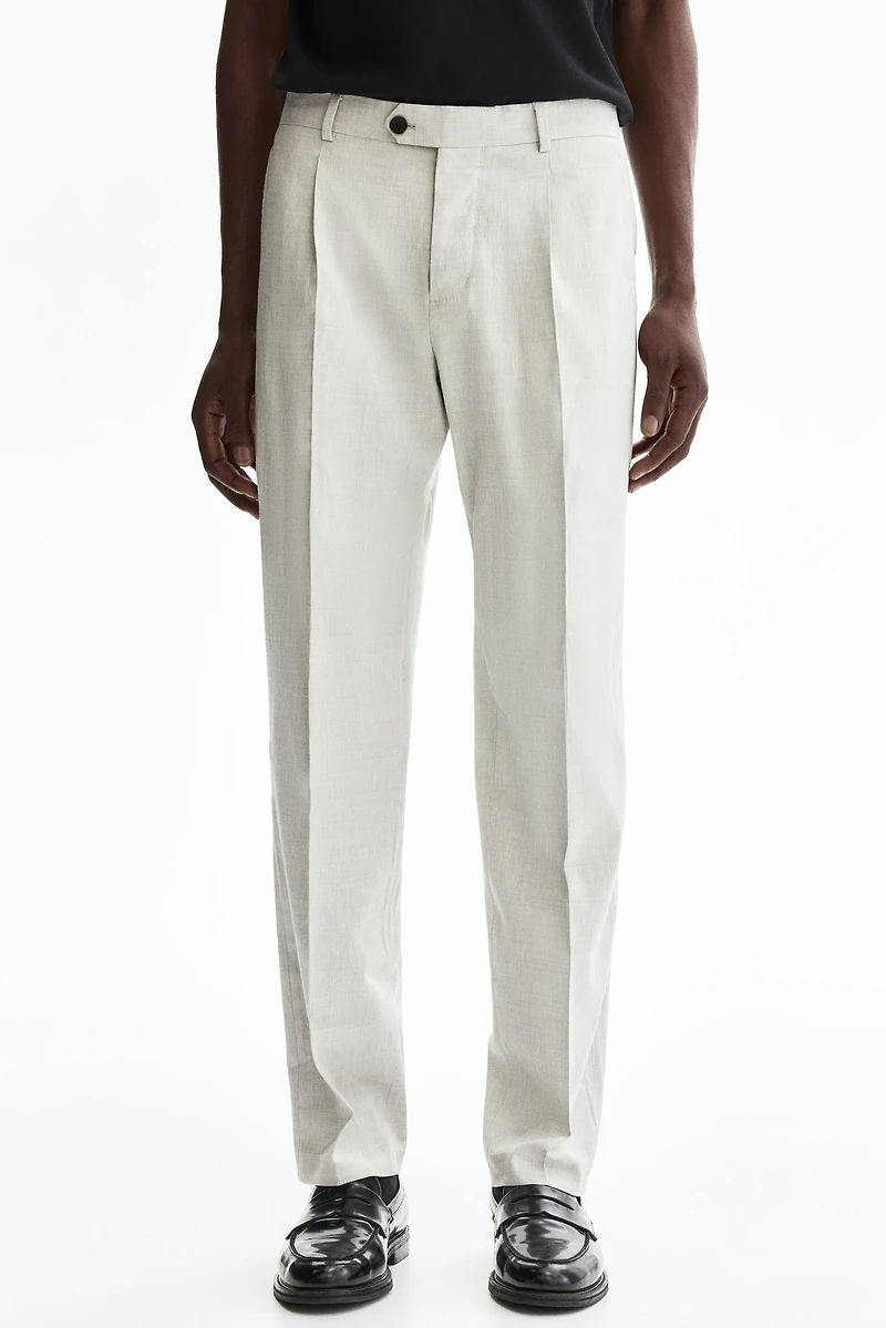 Regular-Fit Linen-Blend Suit Pants